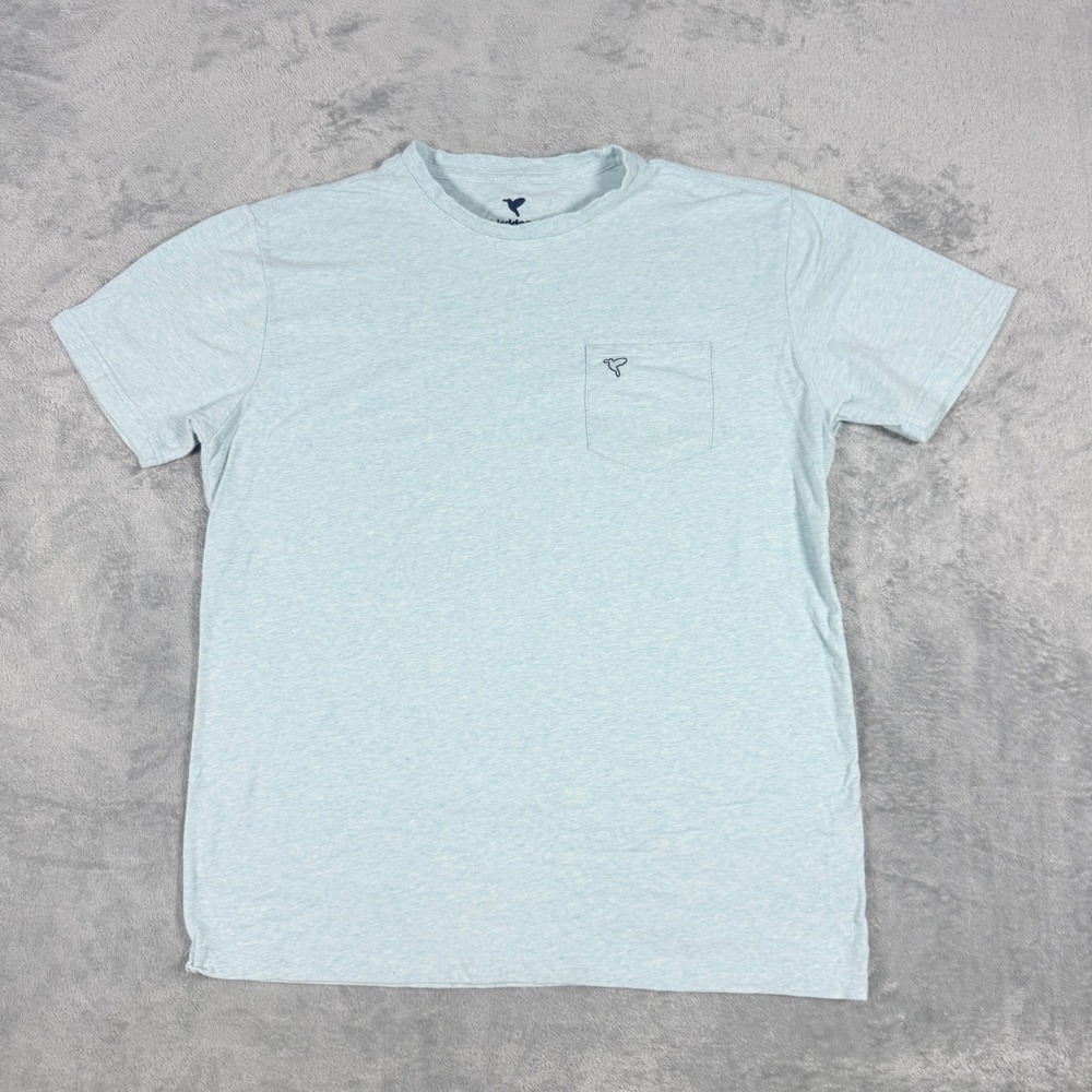 Birddogs Mens Large Short Sleeve Pocket Tee Light Blue Heathered Cotton Blend